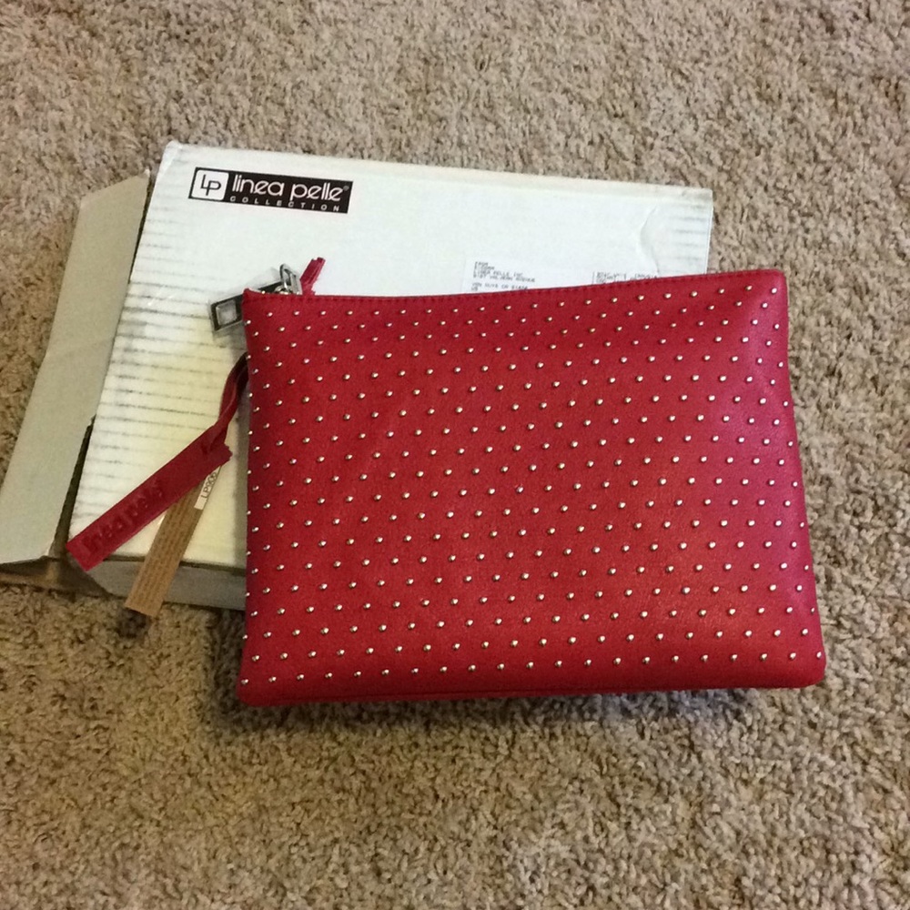 NWT studded Linea Pelle clutch